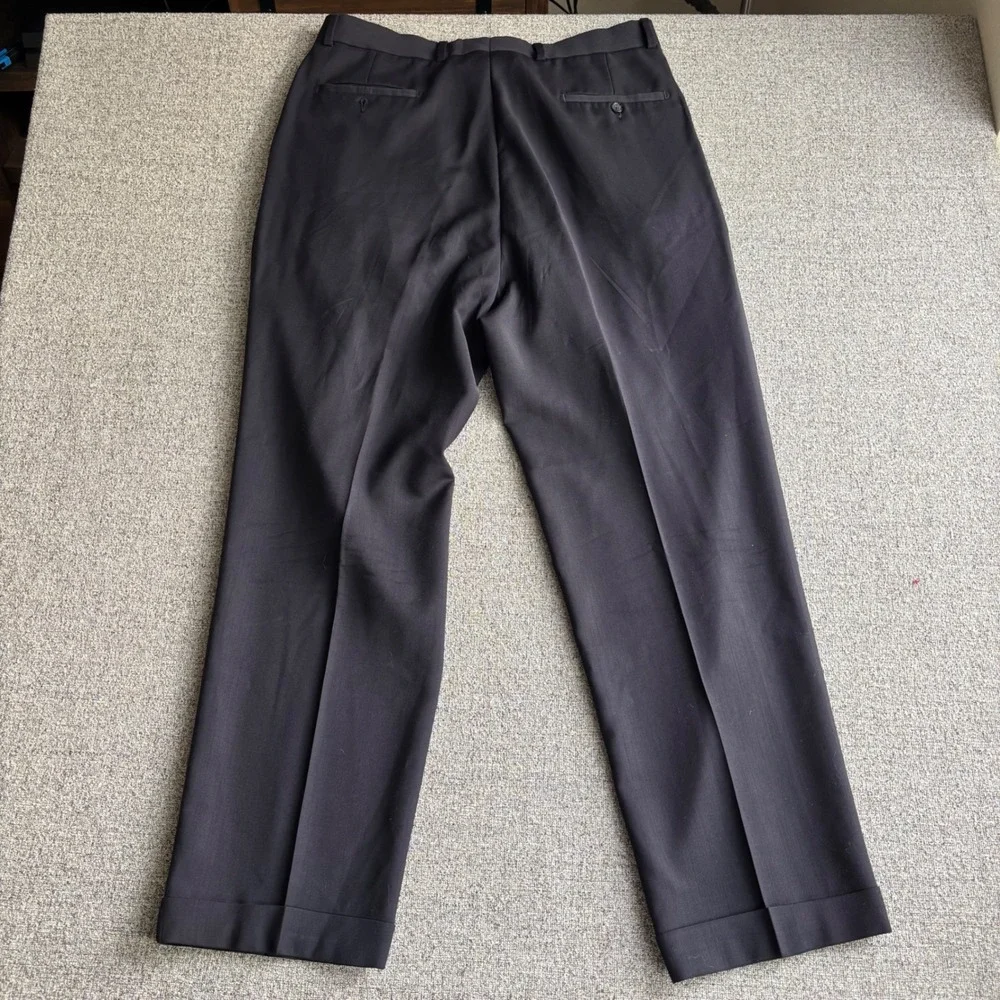 Giorgio Sanetti Dress Pants Mens 36x32 Pleated Dark Navy Super 100s Merino Wool